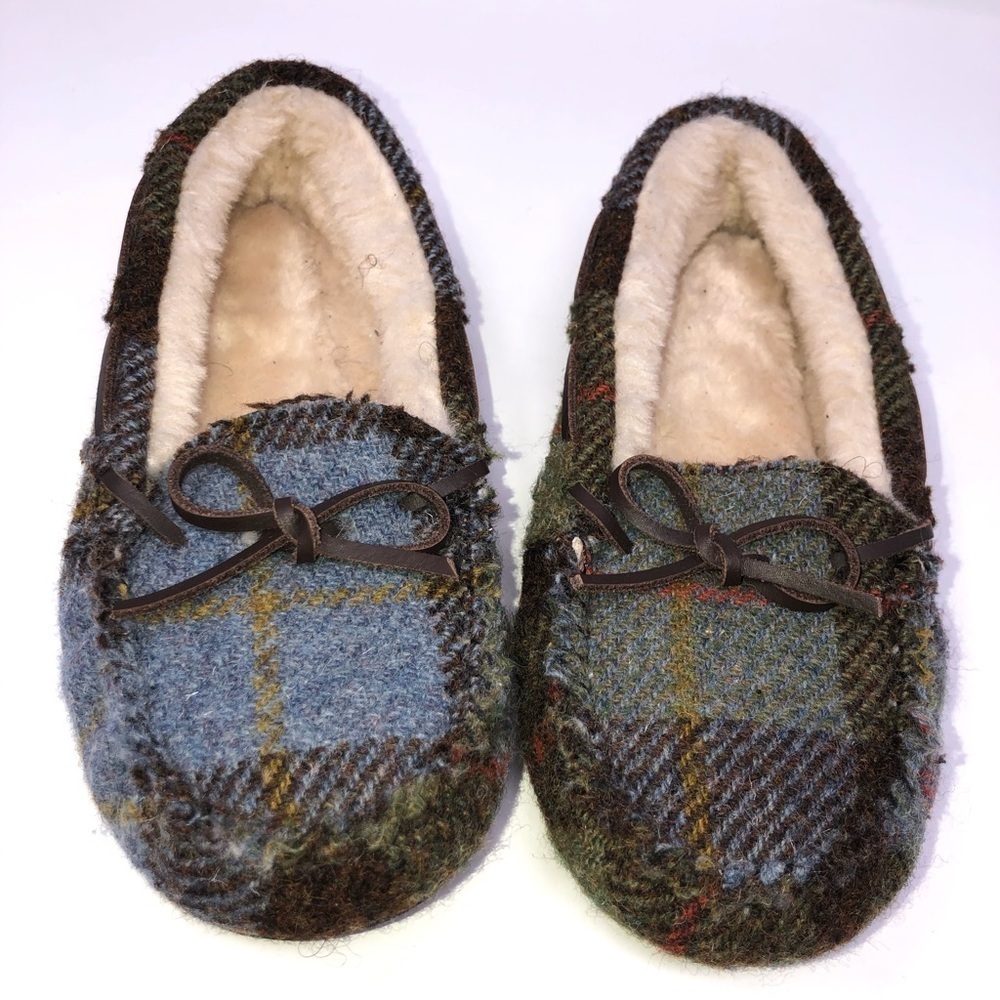 𝅺LAMO WOMEN'S BRITAIN plaid SLIPPER MOCCASIN size 7